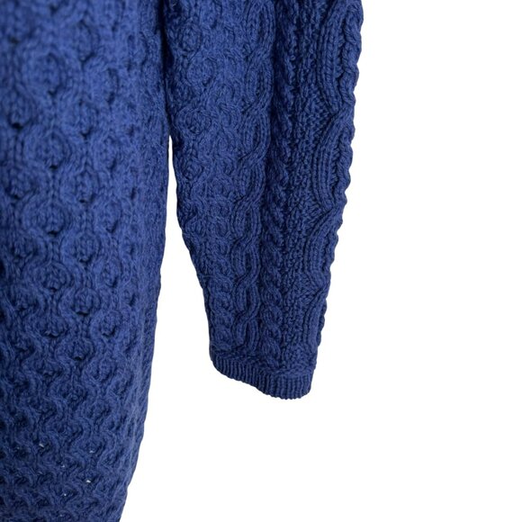 Aran Crafts Crossover Neck Fisherman Cardigan Sweater Large Blue CJ-2154 - Picture 4 of 8